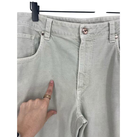 Brunello Cucinelli The Straight Leg Mid Rise Jeans in Light Green - Picture 7 of 13